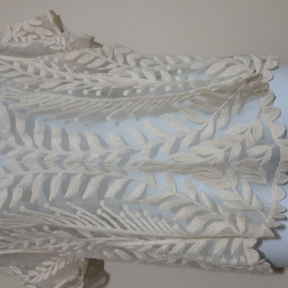 Elegant Cream Lace Top Sheer Women XL/TG Embroidered Beach Cover-up Y2k Fairy - Picture 3 of 5